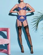 Carica l&#39;immagine nel visualizzatore Galleria, Set intimo Brooklyn Mesh &amp; Lace - Blu
