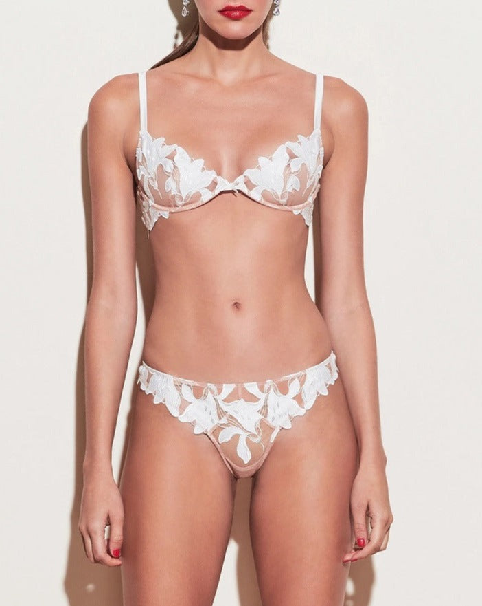 Set intimo Emilie Lace & Mesh - Bianco