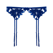 Rosie Suspender in pizzo e mesh blu