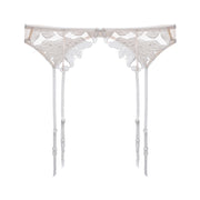 Rosie suspender in pizzo e mesh bianco